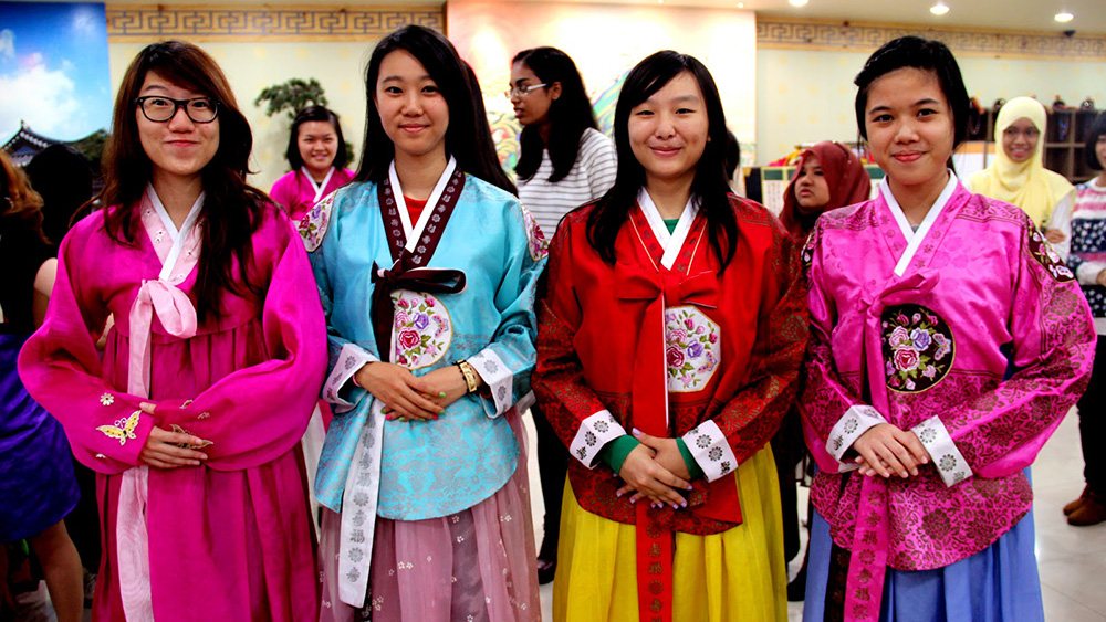 wearing korean hanbok