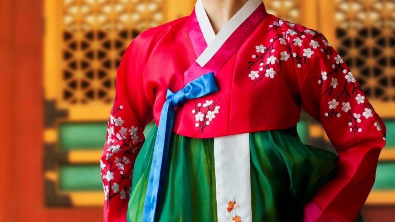wearing korean hanbok